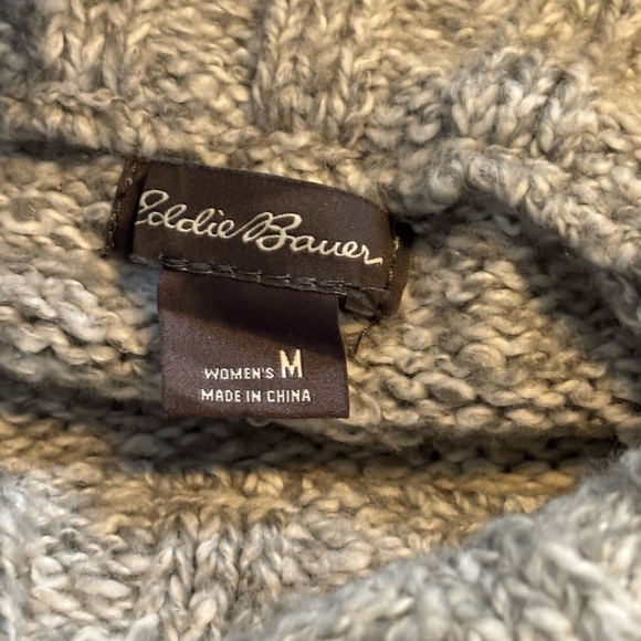 Eddie Bauer Funnel Neck Sweater Cozy Rest & Repeat Women’s Medium Pink Stripe - Picture 4 of 9